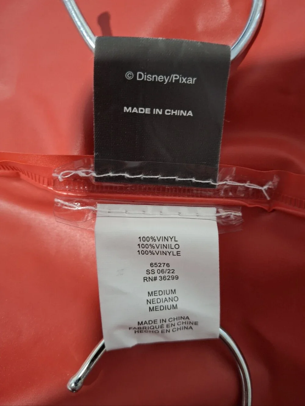 Disney Pixar Red Kids' Raincoat with Lightning Car 95 Size Medium(4years)